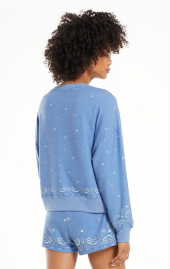 Elle Bandana Sweatshirt- S. Blue - Xs