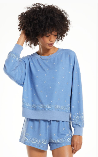 Elle Bandana Sweatshirt- S. Blue
