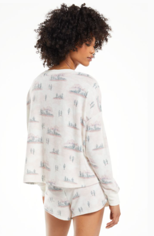 Button Up Desert Henley Top- Bone - Med