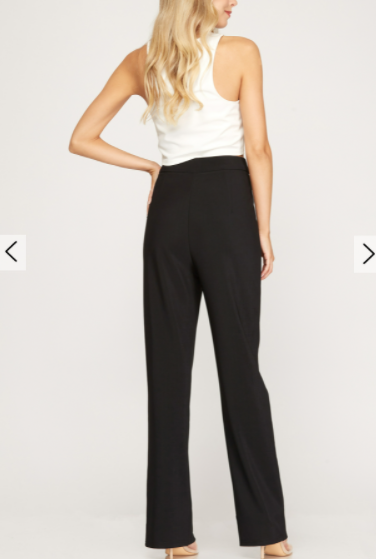 Ursula Front Slit Slack- Blk