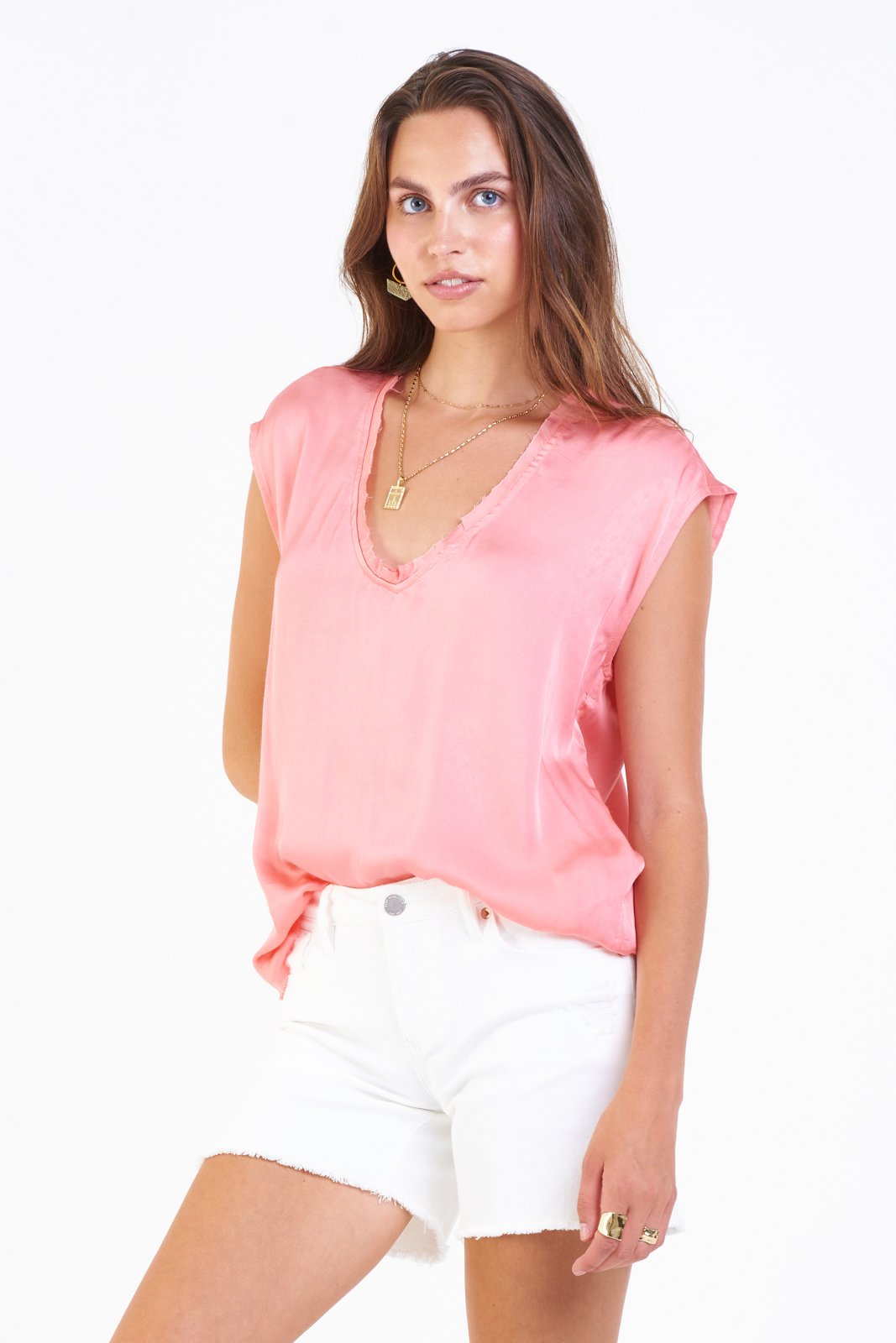 Yanis VNeck Top - Shell Pink - Sm